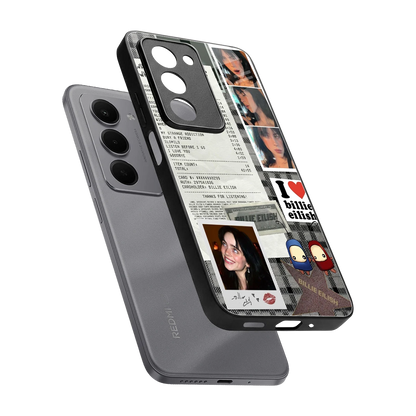 Billie Eilish sleek redmi 15 5g cover with tempered glass back and TPU edges