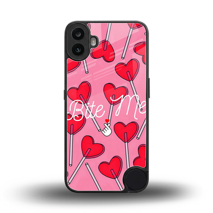 Bite Me back phone cover | glass case for cmf nothing phone 1
