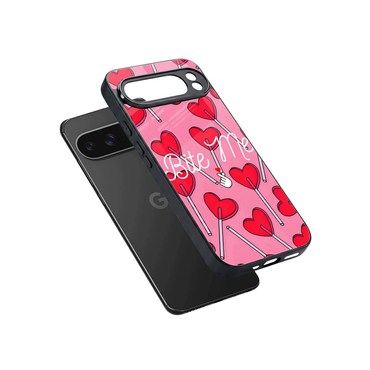 Bite Me sleek google pixel 10 pro xl cover with tempered glass back and TPU edges