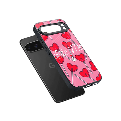 Bite Me sleek google pixel 10 pro xl cover with tempered glass back and TPU edges