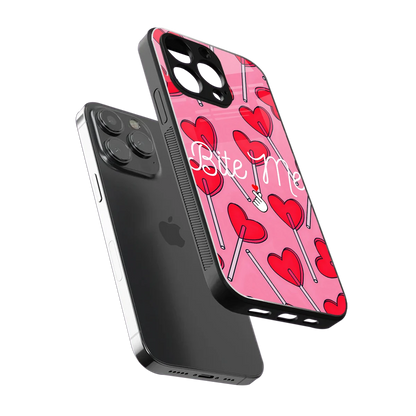 Bite Me sleek iphone 14 pro max cover with tempered glass back and TPU edges