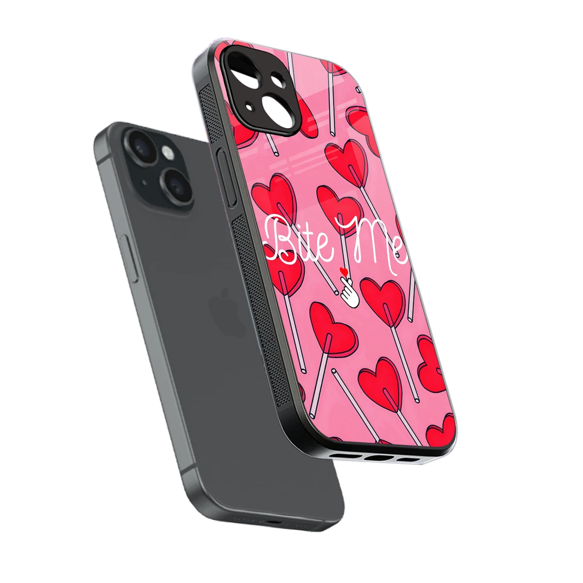 Bite Me sleek iphone 13 cover with tempered glass back and TPU edges