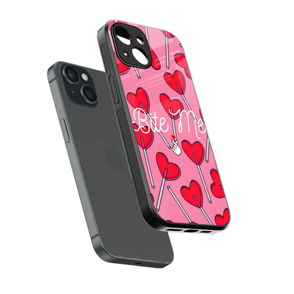 Bite Me sleek iphone 13 cover with tempered glass back and TPU edges
