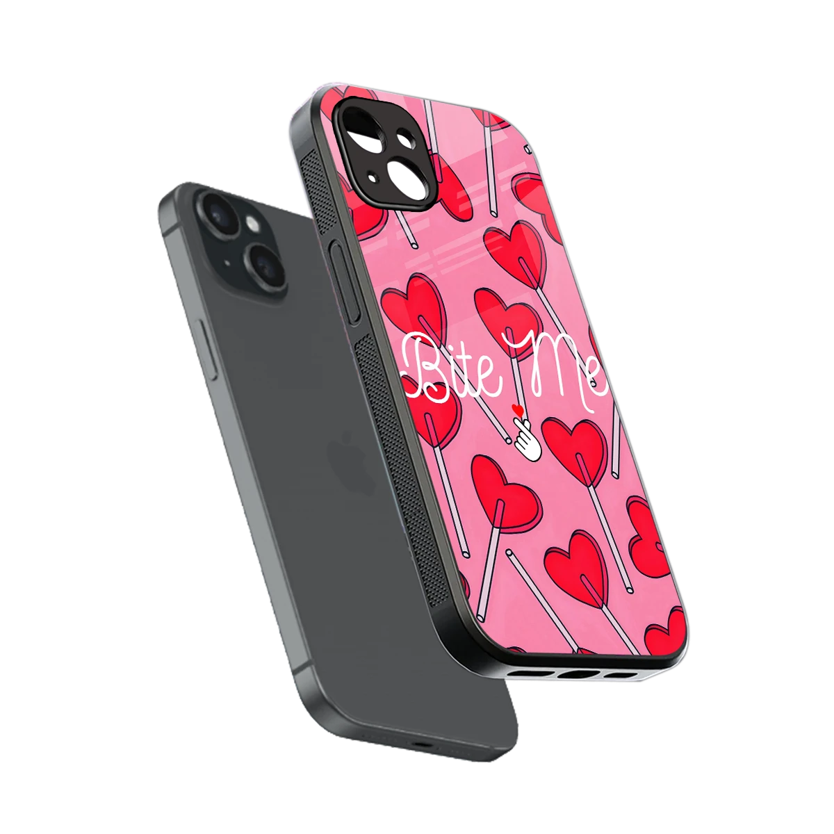 Bite Me sleek iphone 14 plus cover with tempered glass back and TPU edges