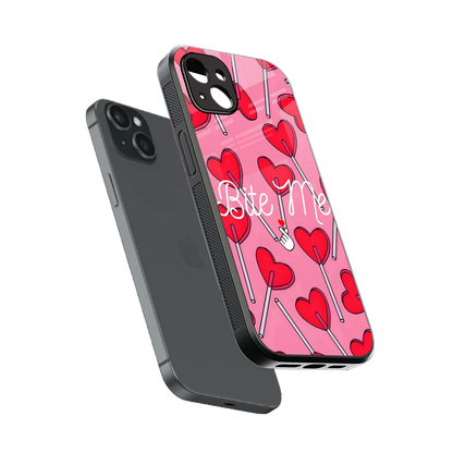 Bite Me sleek iphone 14 plus cover with tempered glass back and TPU edges