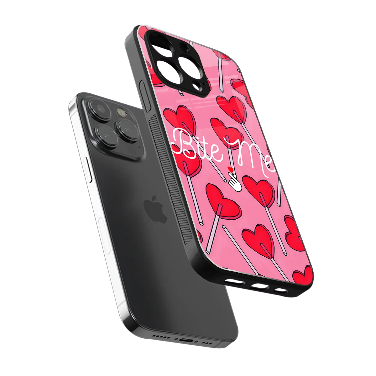 Bite Me sleek iphone 15 pro max cover with tempered glass back and TPU edges