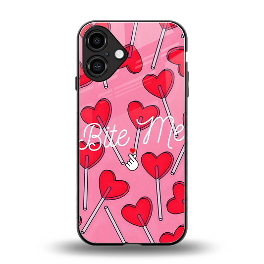 Bite Me back phone cover | glass case for iphone 16 plus