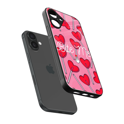 Bite Me sleek iphone 16 plus cover with tempered glass back and TPU edges