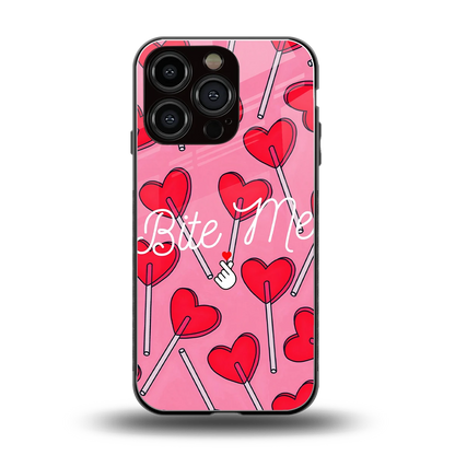 Bite Me back phone cover | glass case for iphone 16 pro