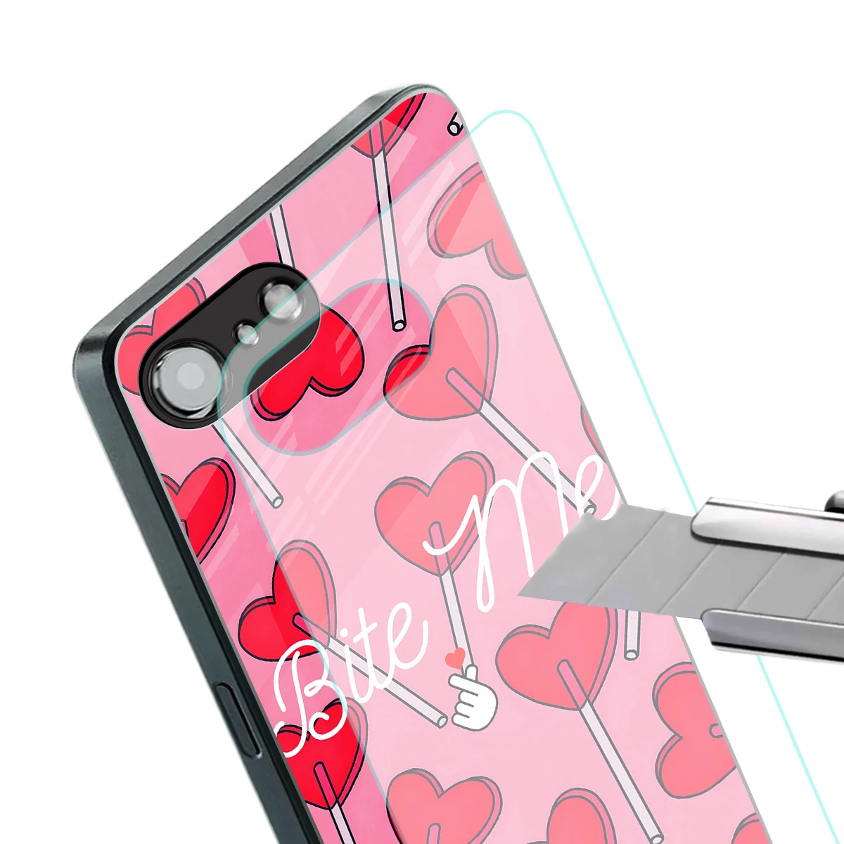 Bite Me stylish phone case for iphone 16e | glossy glass and slim fit