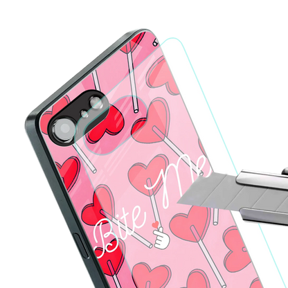 Bite Me stylish phone case for iphone 16e | glossy glass and slim fit