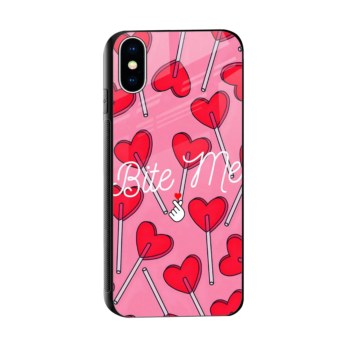 Bite Me sleek iphone xs cover with tempered glass back and TPU edges