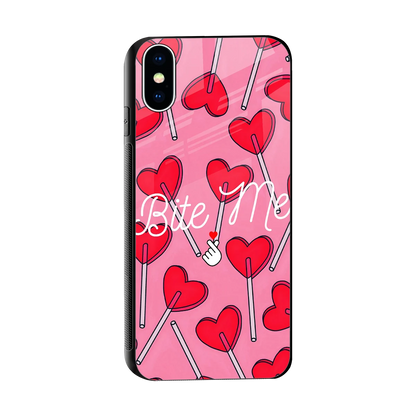 Bite Me sleek iphone xs cover with tempered glass back and TPU edges