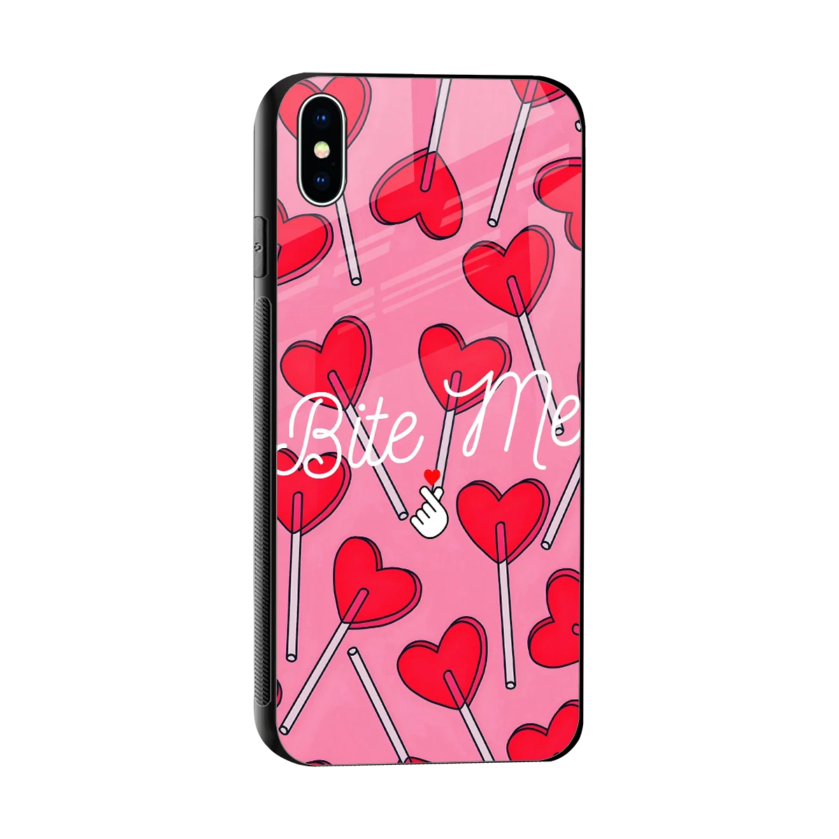 Bite Me sleek iphone xs max cover with tempered glass back and TPU edges