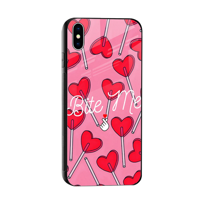 Bite Me sleek iphone xs max cover with tempered glass back and TPU edges