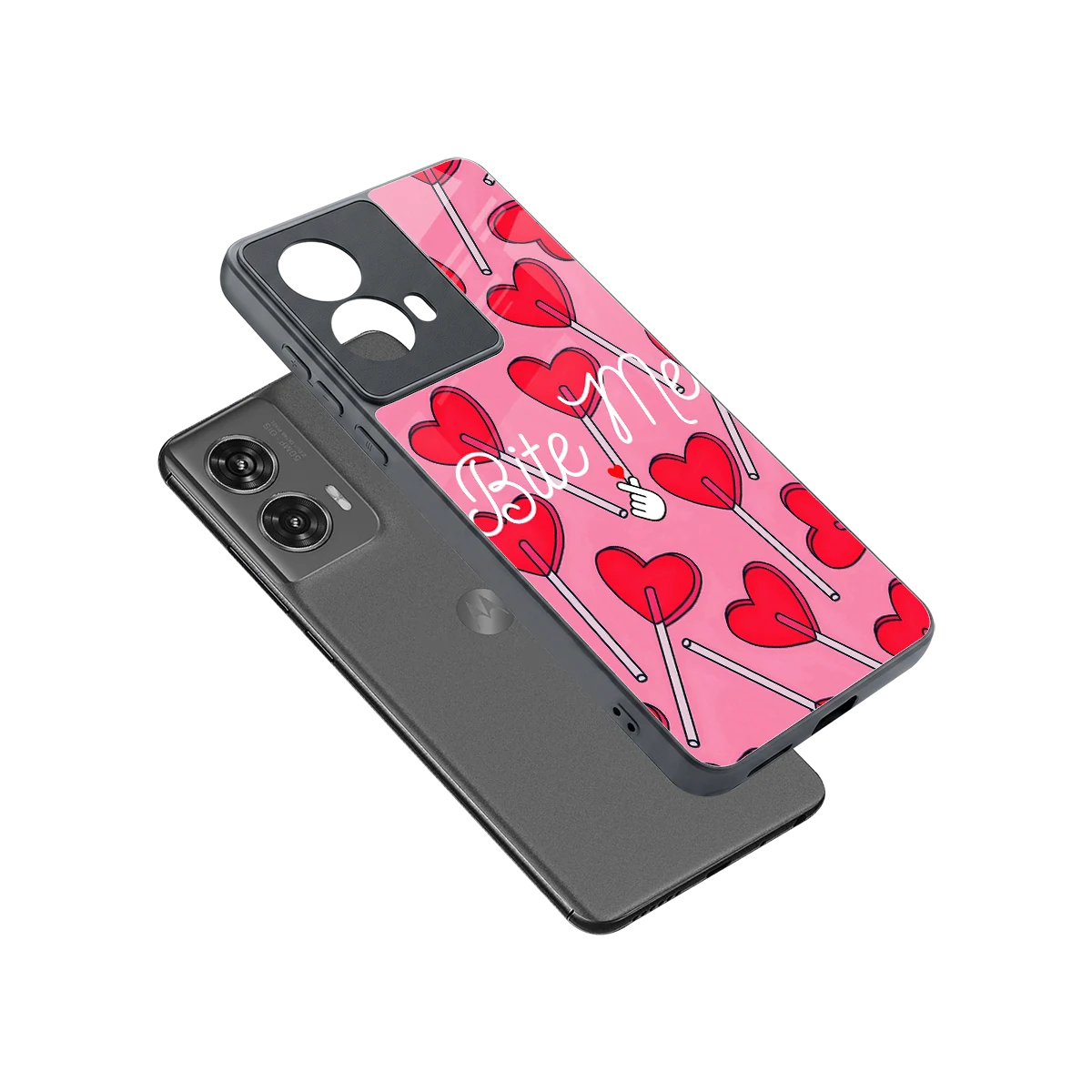 Bite Me sleek motorola edge 50 fusion cover with tempered glass back and TPU edges