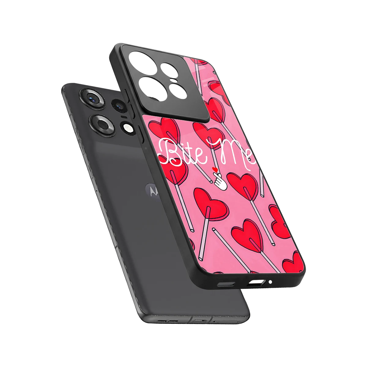 Bite Me sleek motorola edge 50 pro cover with tempered glass back and TPU edges