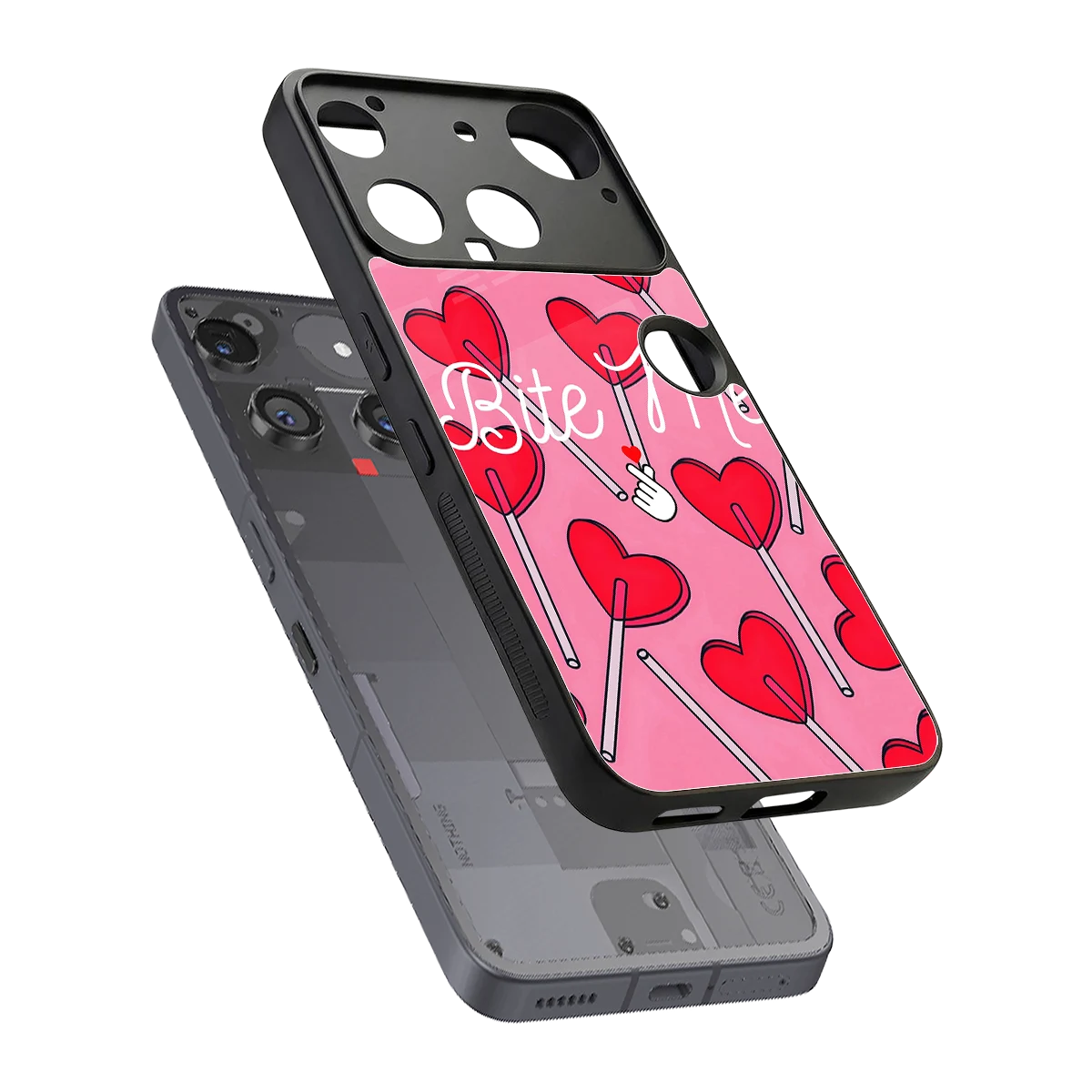 Bite Me sleek nothing phone 3 cover with tempered glass back and TPU edges