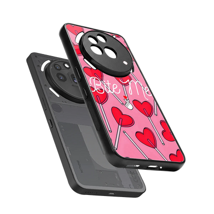 Bite Me sleek nothing phone 3a pro cover with tempered glass back and TPU edges