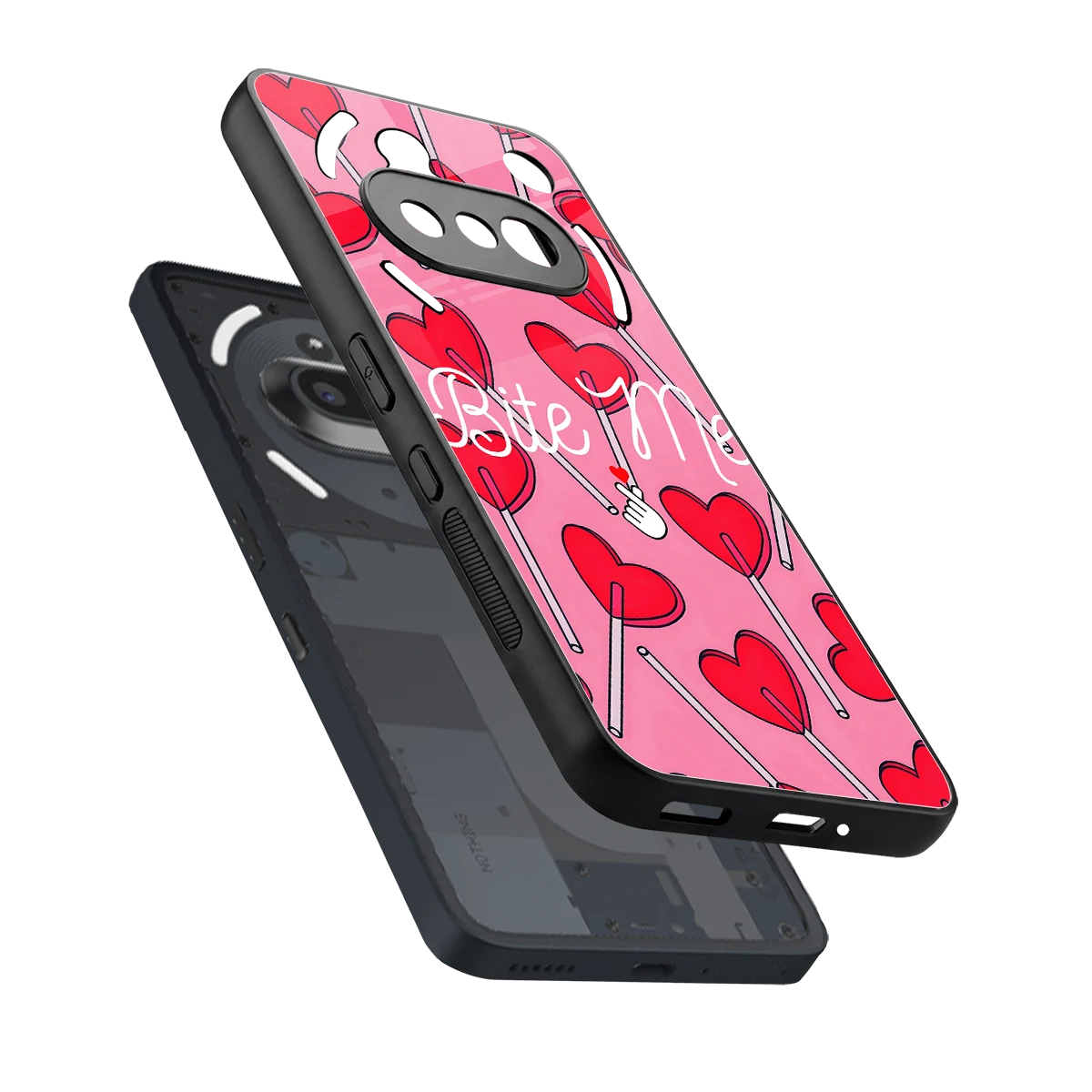 Bite Me sleek nothing phone 3a cover with tempered glass back and TPU edges