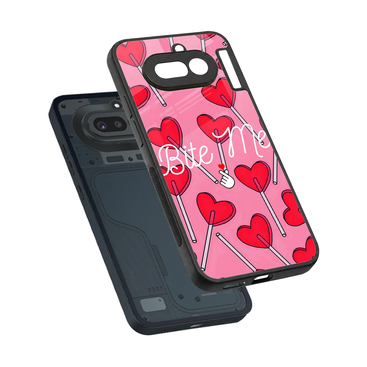 Bite Me sleek nothing phone 4a cover with tempered glass back and TPU edges