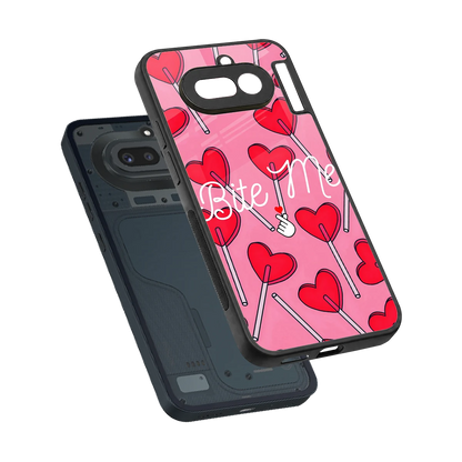 Bite Me sleek nothing phone 4a cover with tempered glass back and TPU edges