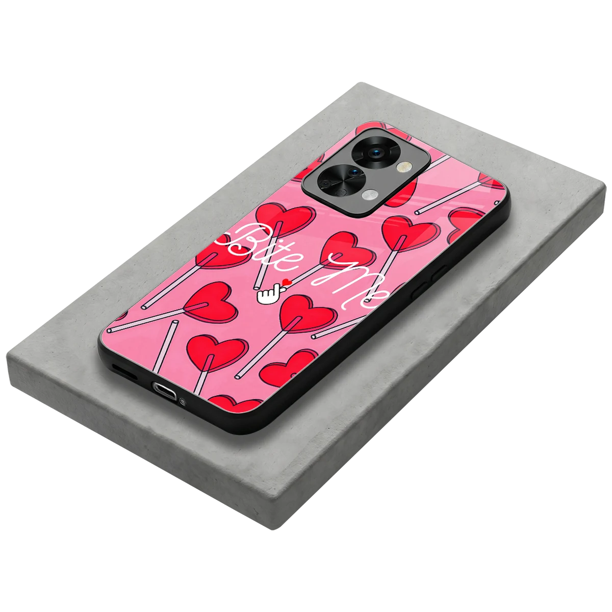 Bite Me stylish phone case for oneplus nord 2t | glossy glass and slim fit