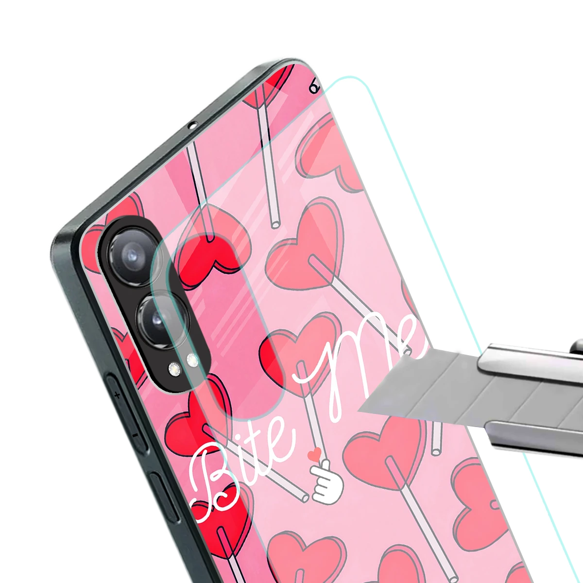 Bite Me stylish phone case for oneplus nord ce 4 lite | glossy glass and slim fit