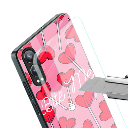 Bite Me stylish phone case for oneplus nord ce 4 lite | glossy glass and slim fit