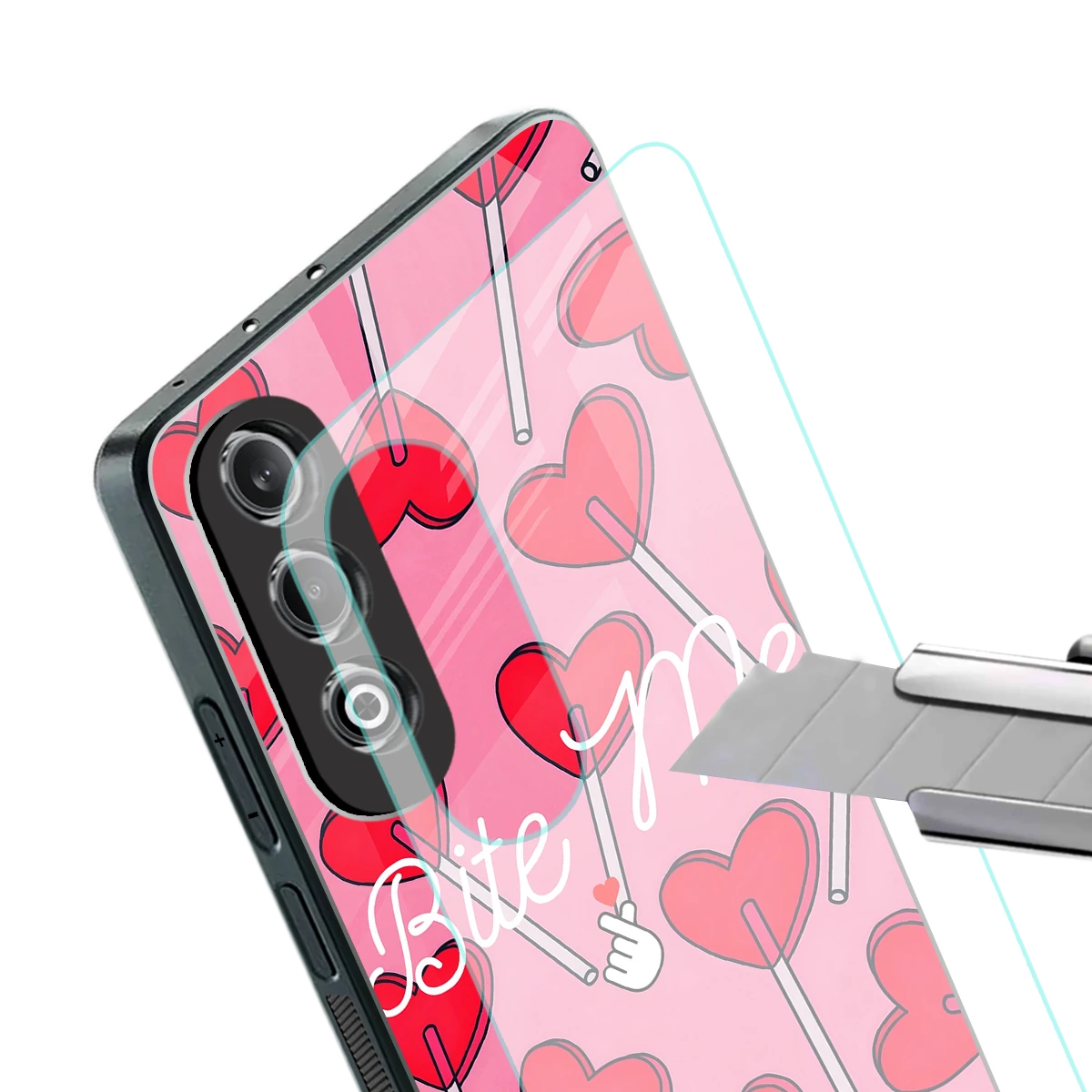 Bite Me stylish phone case for oneplus nord ce 4 | glossy glass and slim fit