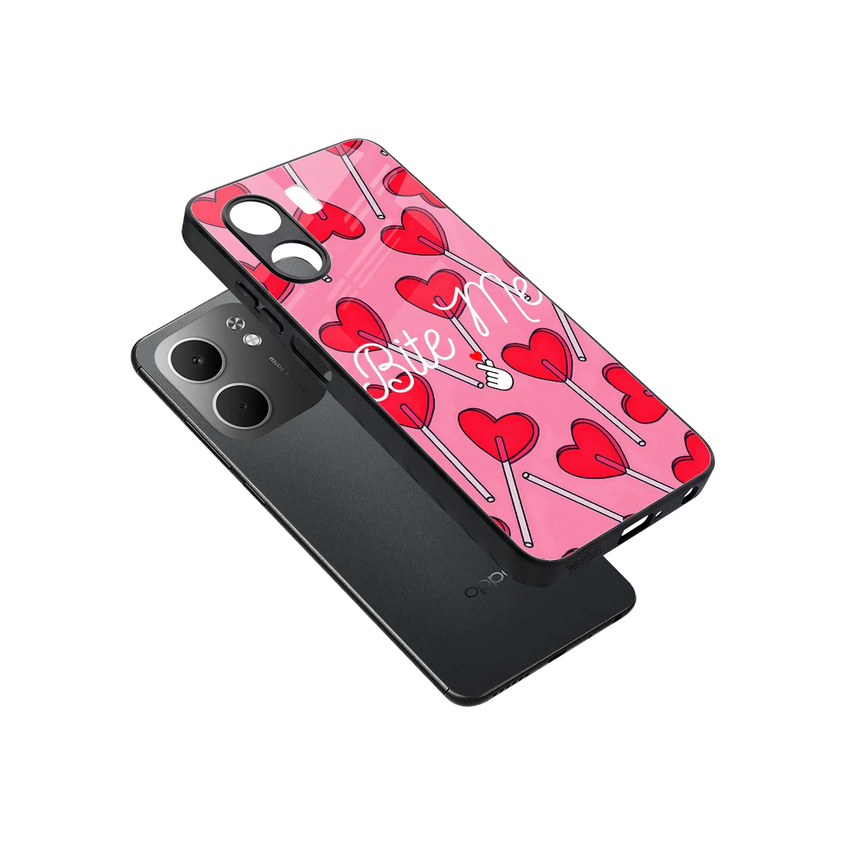 Bite Me sleek oppo a5x 5g cover with tempered glass back and TPU edges