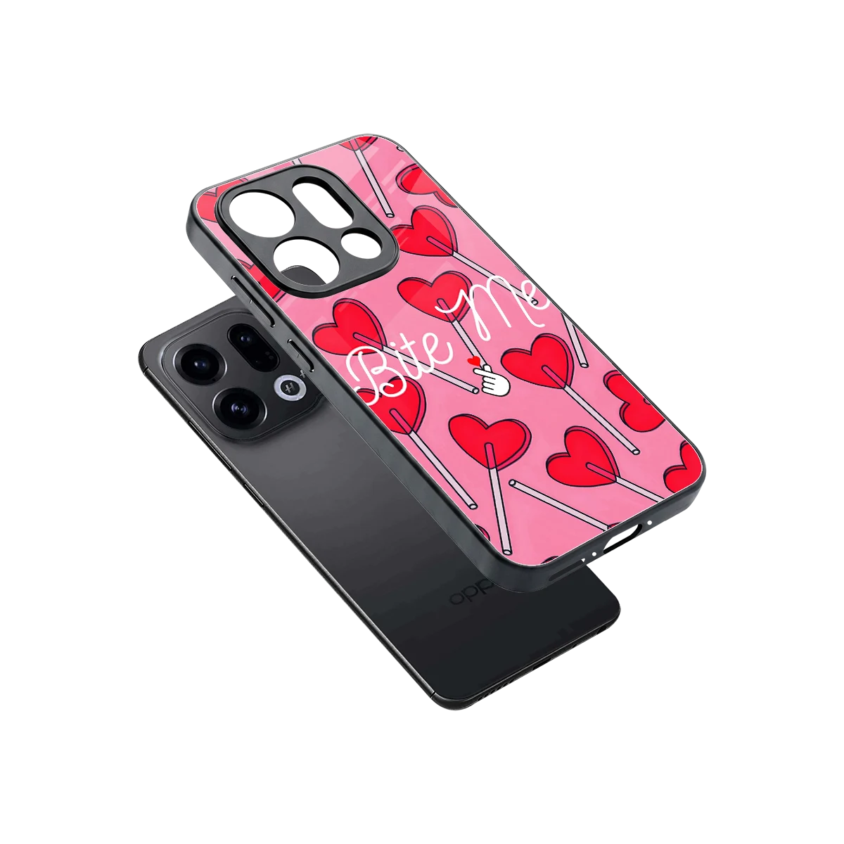 Bite Me sleek oppo find x9 cover with tempered glass back and TPU edges
