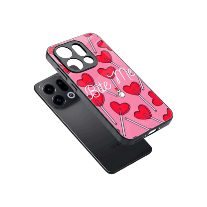 Bite Me sleek oppo find x9 cover with tempered glass back and TPU edges
