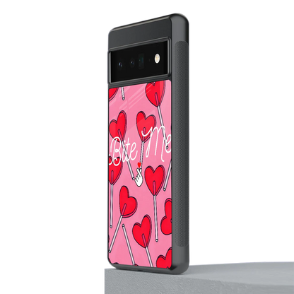 Bite Me stylish phone case for google pixel 6 pro | glossy glass and slim fit