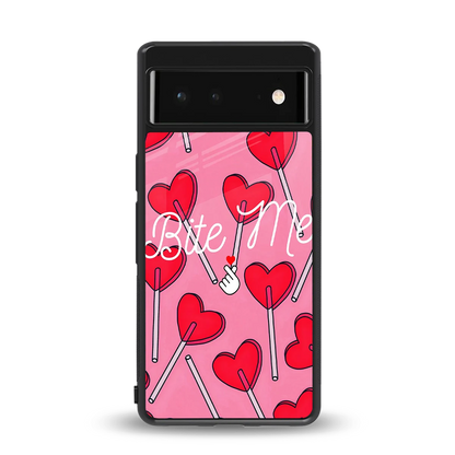 Bite Me back phone cover | glass case for google pixel 6a