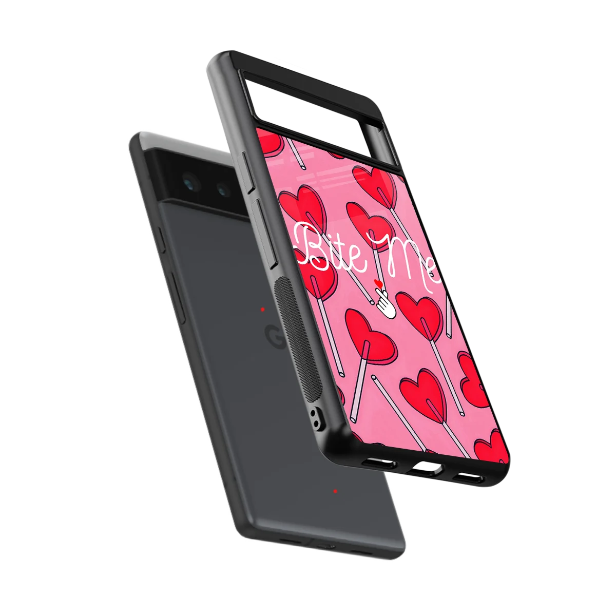 Bite Me sleek google pixel 6a cover with tempered glass back and TPU edges