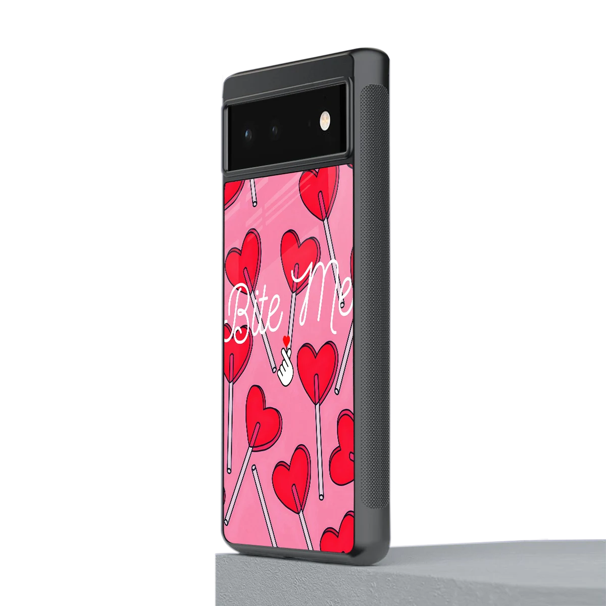 Bite Me stylish phone case for google pixel 6 | glossy glass and slim fit
