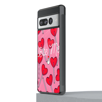 Bite Me stylish phone case for google pixel 7 pro | glossy glass and slim fit