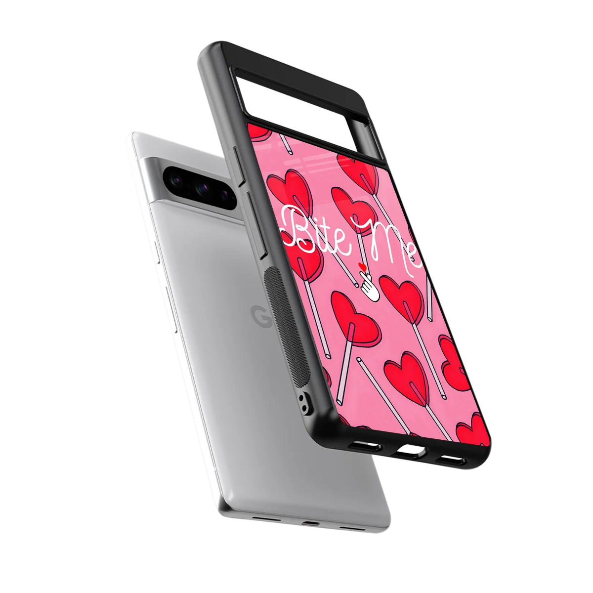 Bite Me sleek google pixel 8 pro cover with tempered glass back and TPU edges