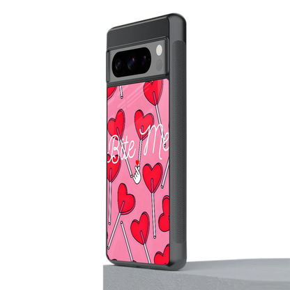 Bite Me stylish phone case for google pixel 8 pro | glossy glass and slim fit
