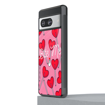 Bite Me stylish phone case for google pixel 8 | glossy glass and slim fit