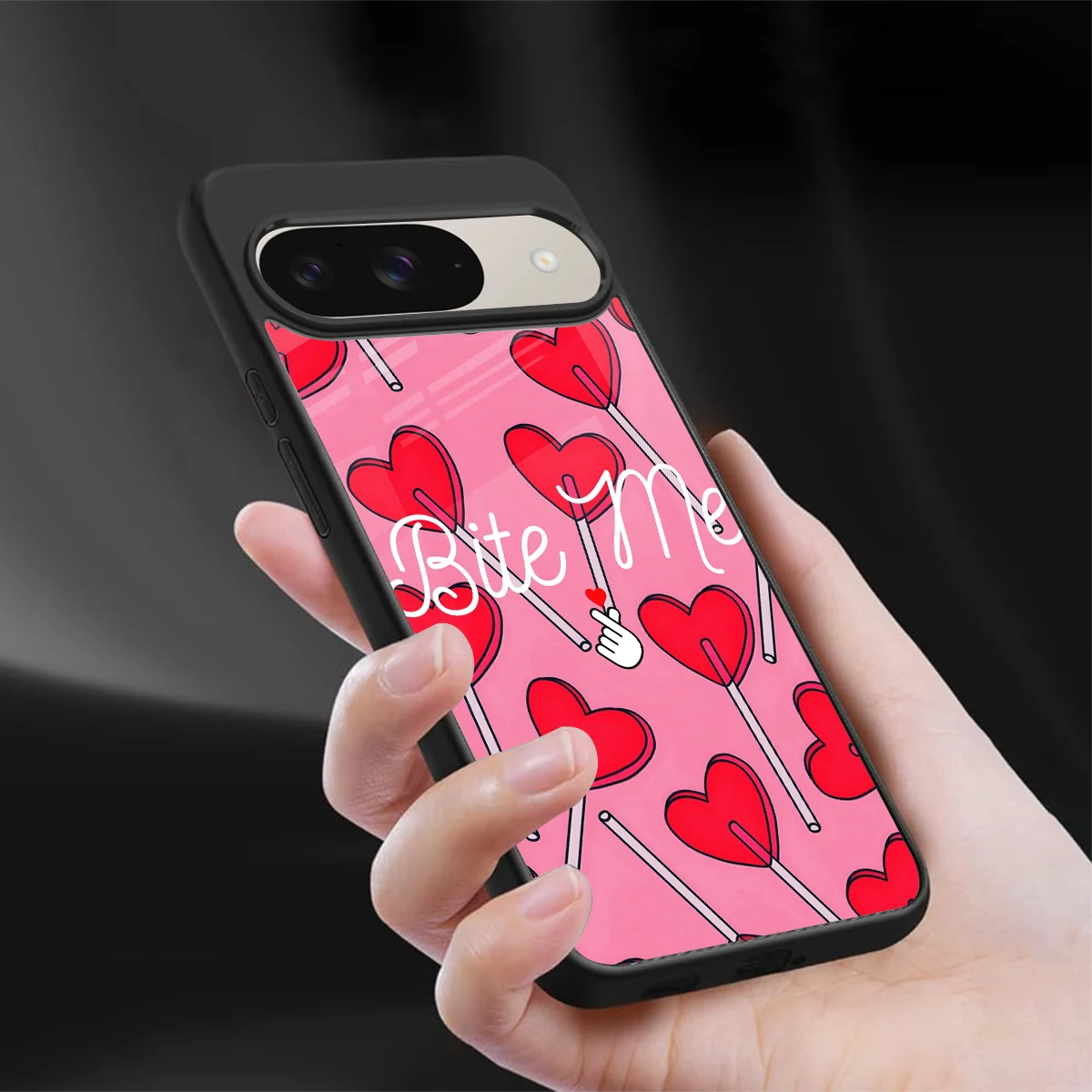 Bite Me sleek google pixel 9 cover with tempered glass back and TPU edges