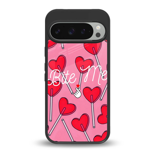 Bite Me back phone cover | glass case for google pixel 9 pro