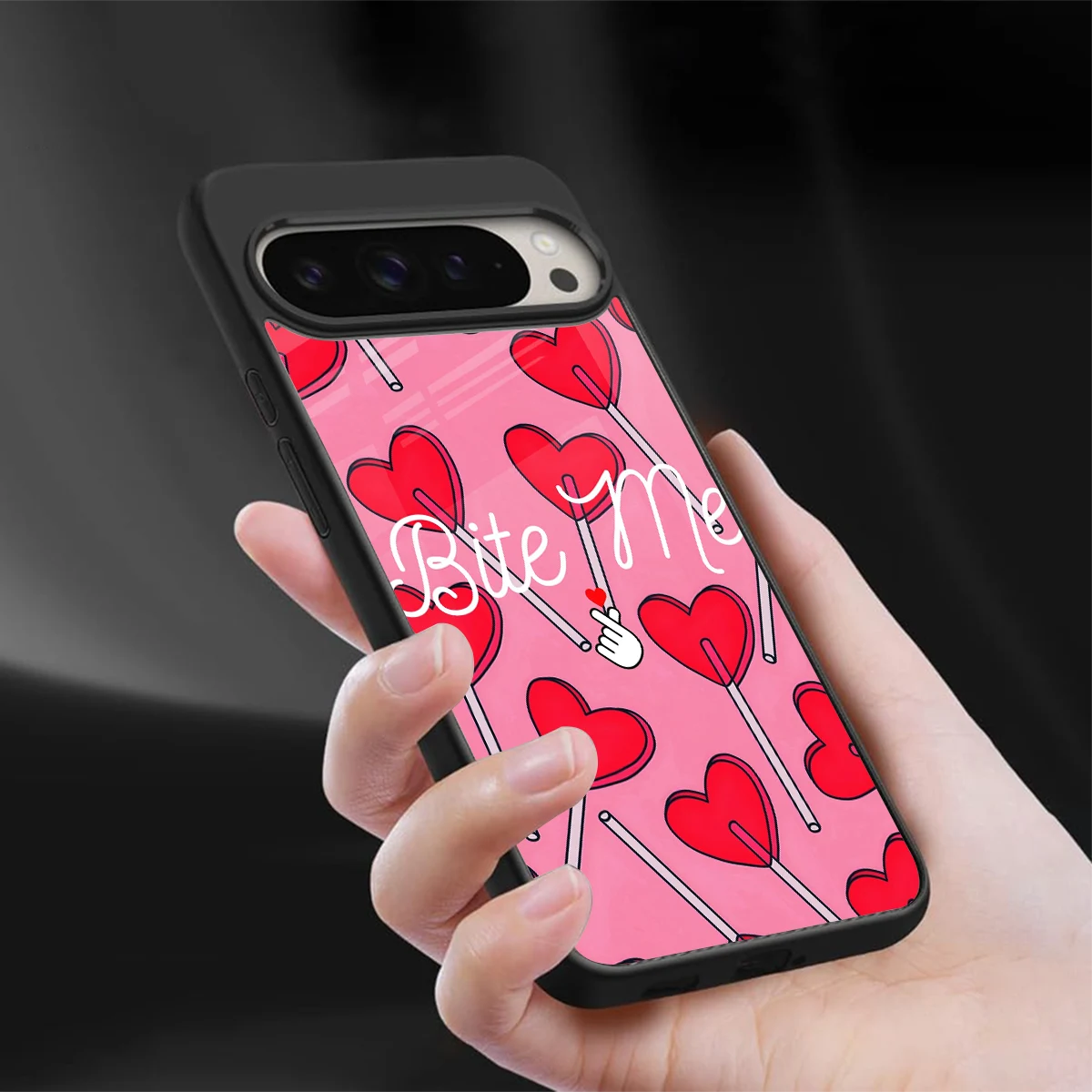 Bite Me sleek google pixel 9 pro cover with tempered glass back and TPU edges