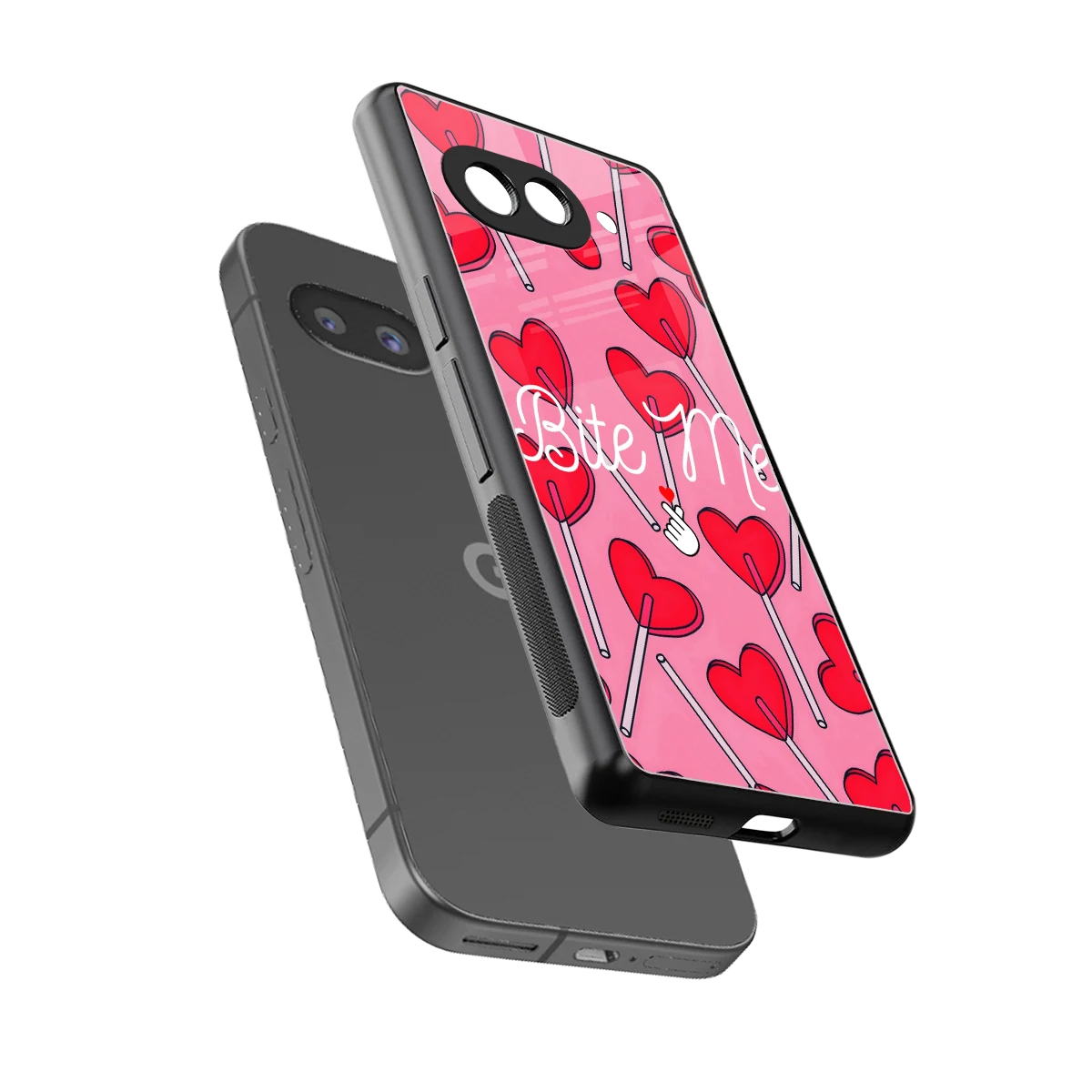 Bite Me sleek google pixel 10a cover with tempered glass back and TPU edges