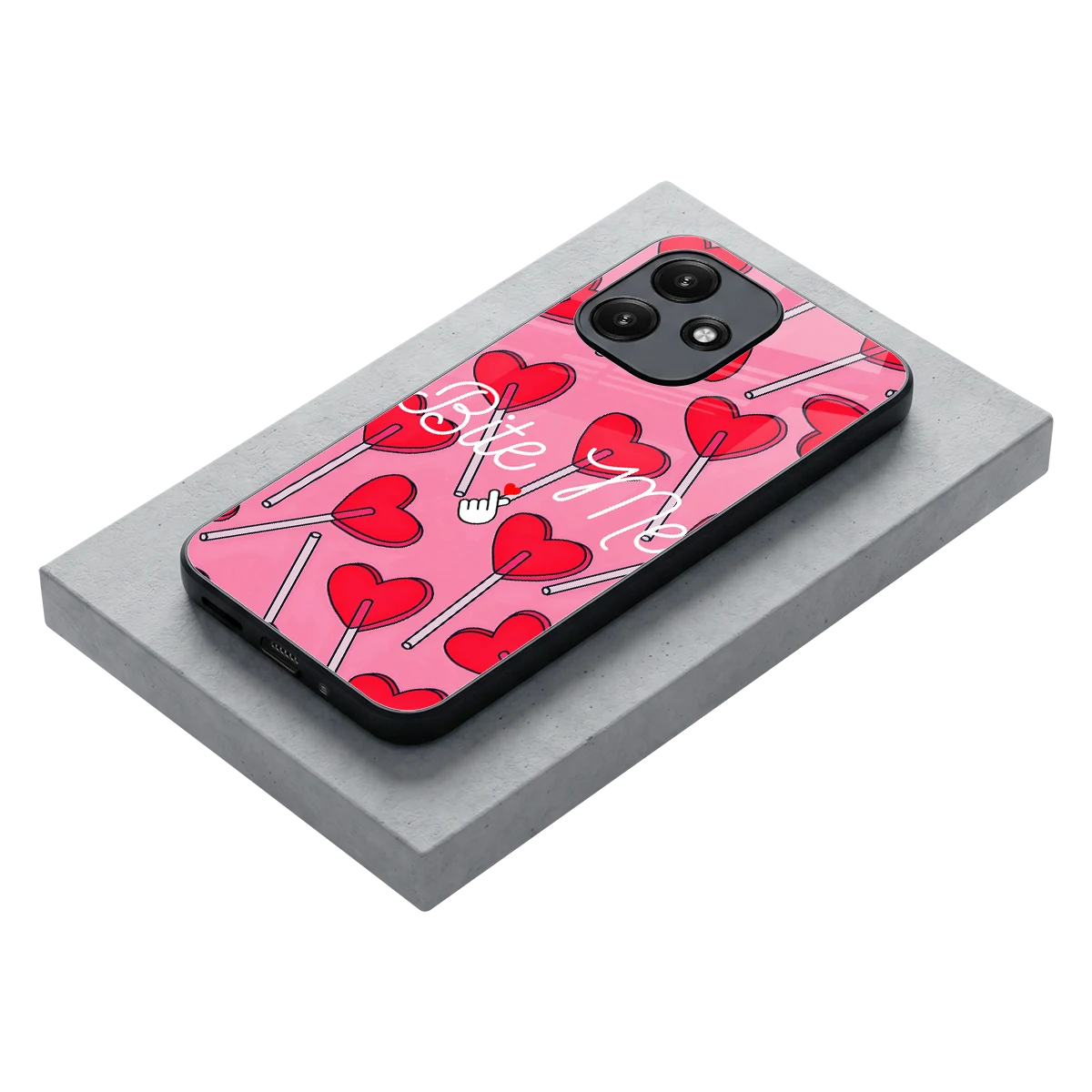 Bite Me stylish phone case for redmi 12 5g | glossy glass and slim fit