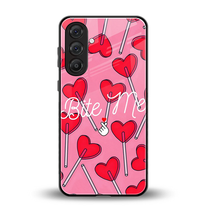 Bite Me back phone cover | glass case for samsung galaxy m35 5g