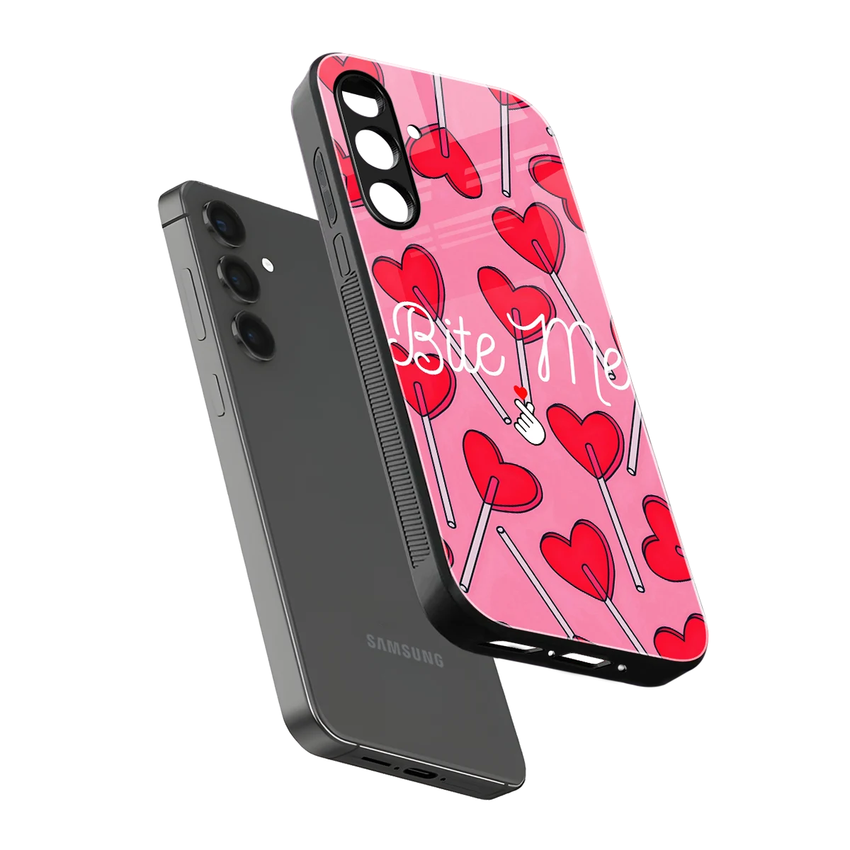 Bite Me sleek samsung galaxy m35 5g cover with tempered glass back and TPU edges