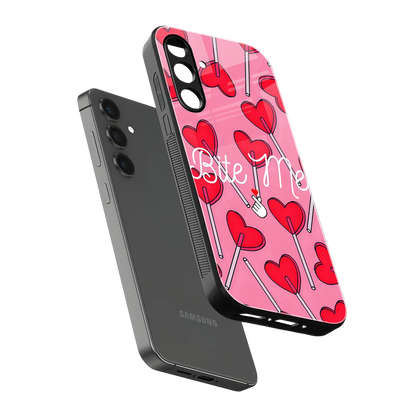 Bite Me sleek samsung galaxy m35 5g cover with tempered glass back and TPU edges