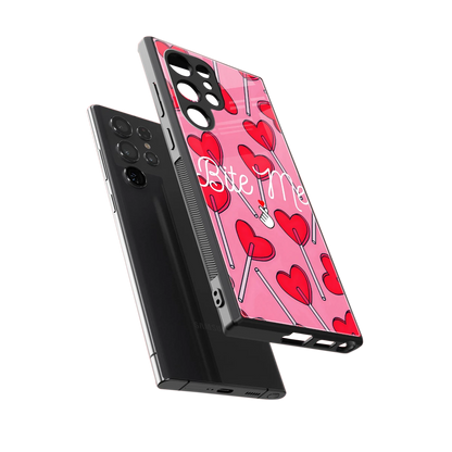 Bite Me sleek samsung galaxy s24 ultra cover with tempered glass back and TPU edges